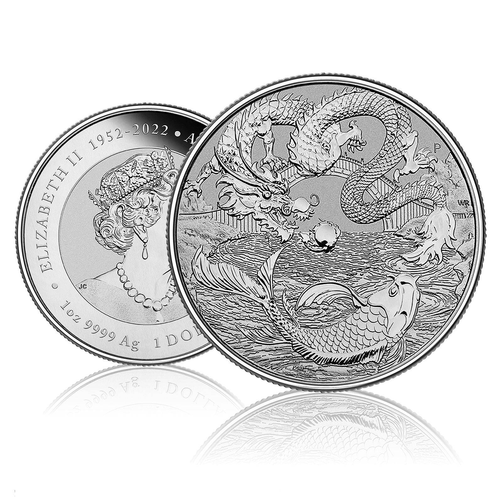 1oz Silver Perth Mint Red Dragon Koi Fish Myths Legends (2023 
