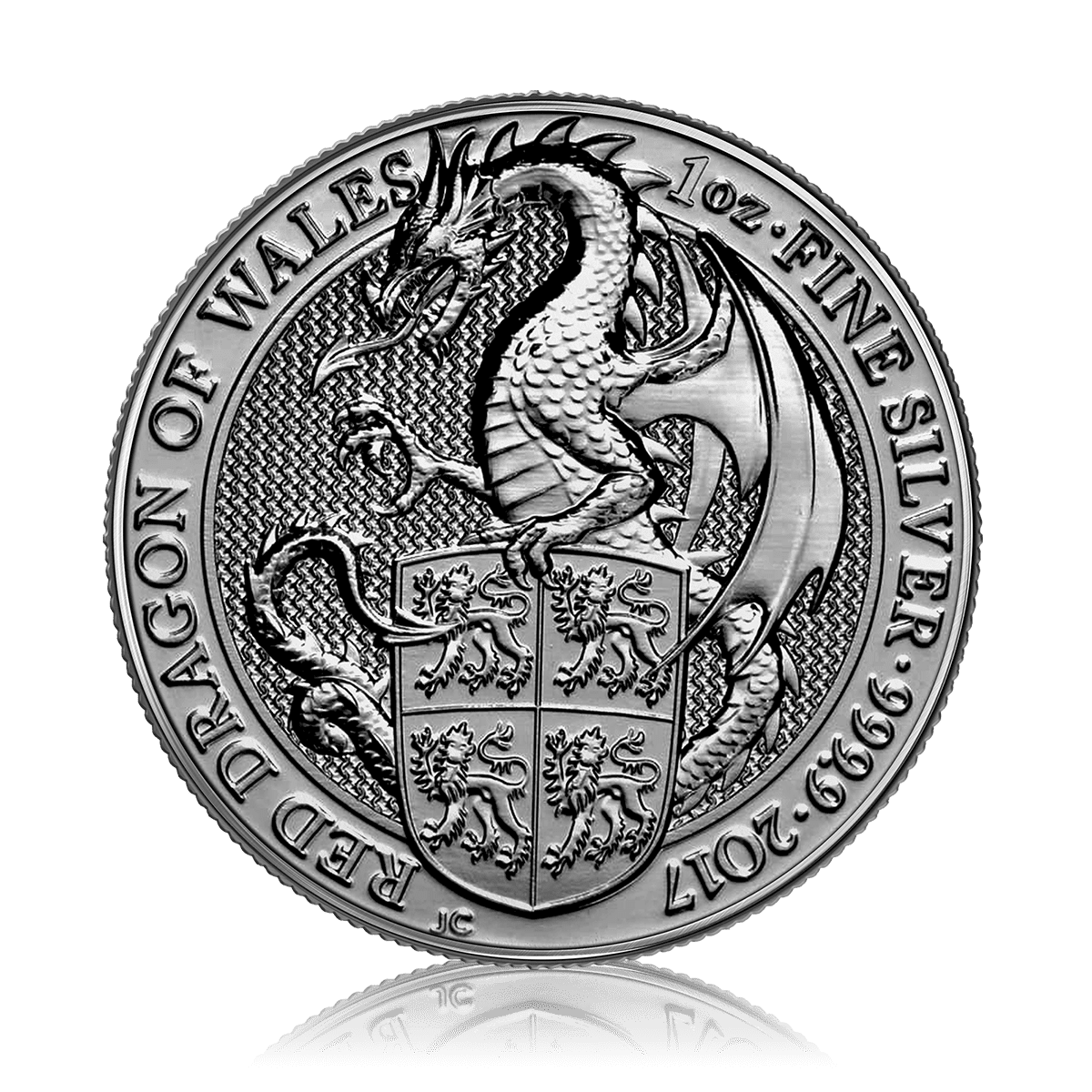 2oz Silver Queens Beasts Red Dragon Of Wales (2017)