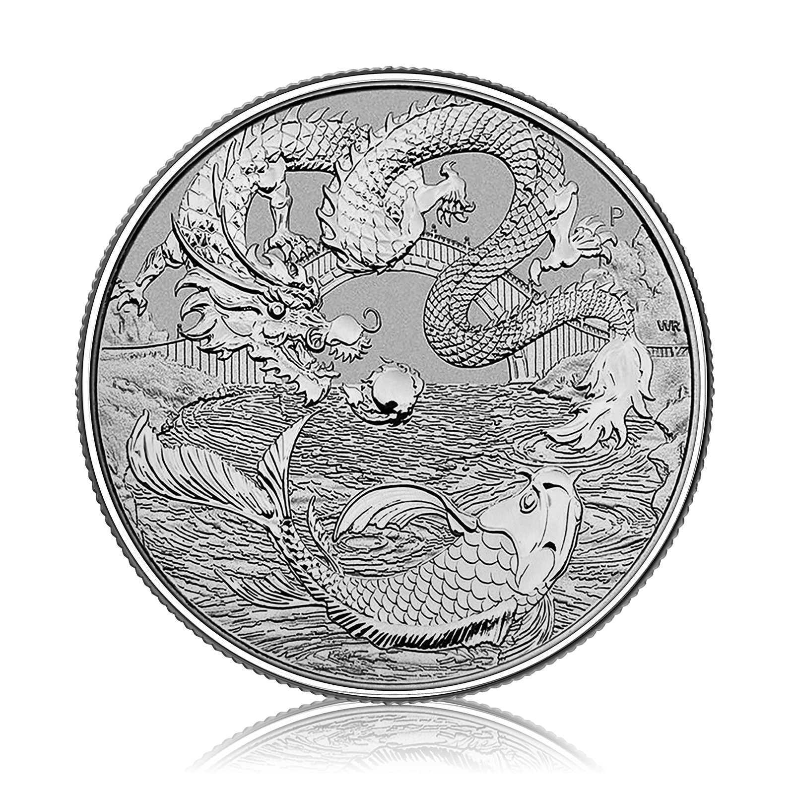 1oz Silver Perth Mint Red Dragon Koi Fish Myths Legends (2023)