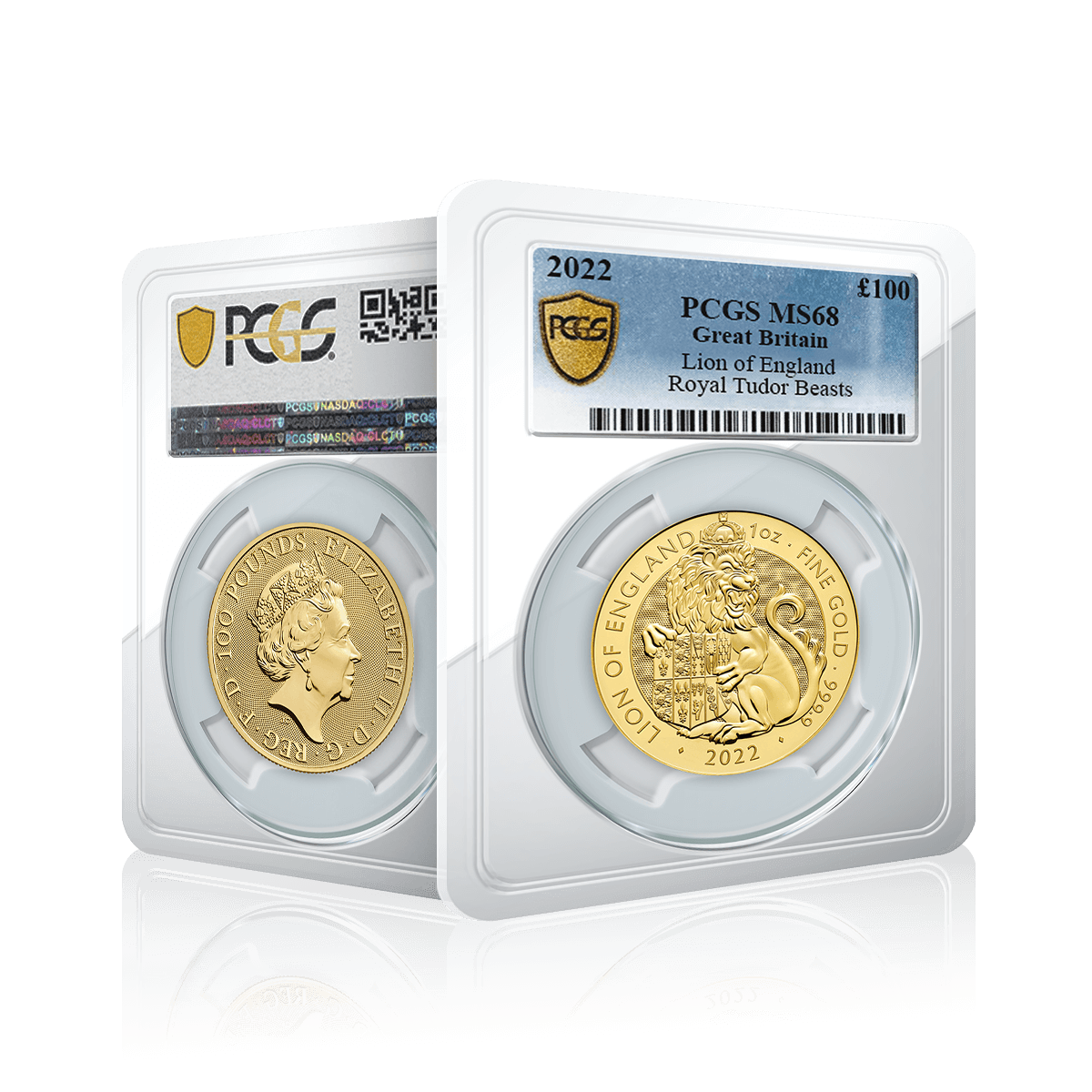1oz Gold Tudor Beast The Lion of England 2022 (MS-68) PCGS Graded