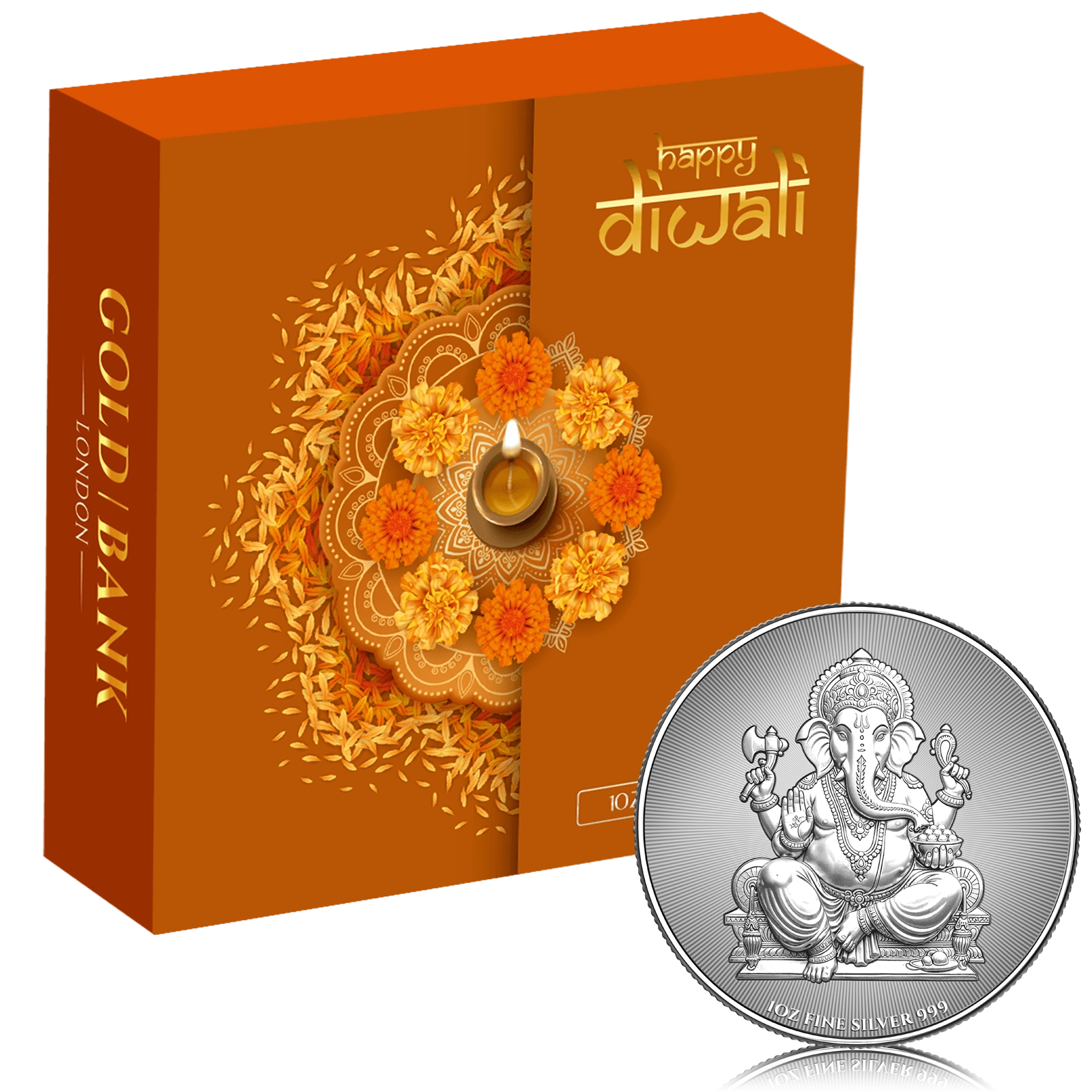 1 Oz Silver Gold Bank Happy Diwali Ganesha (Box Set)