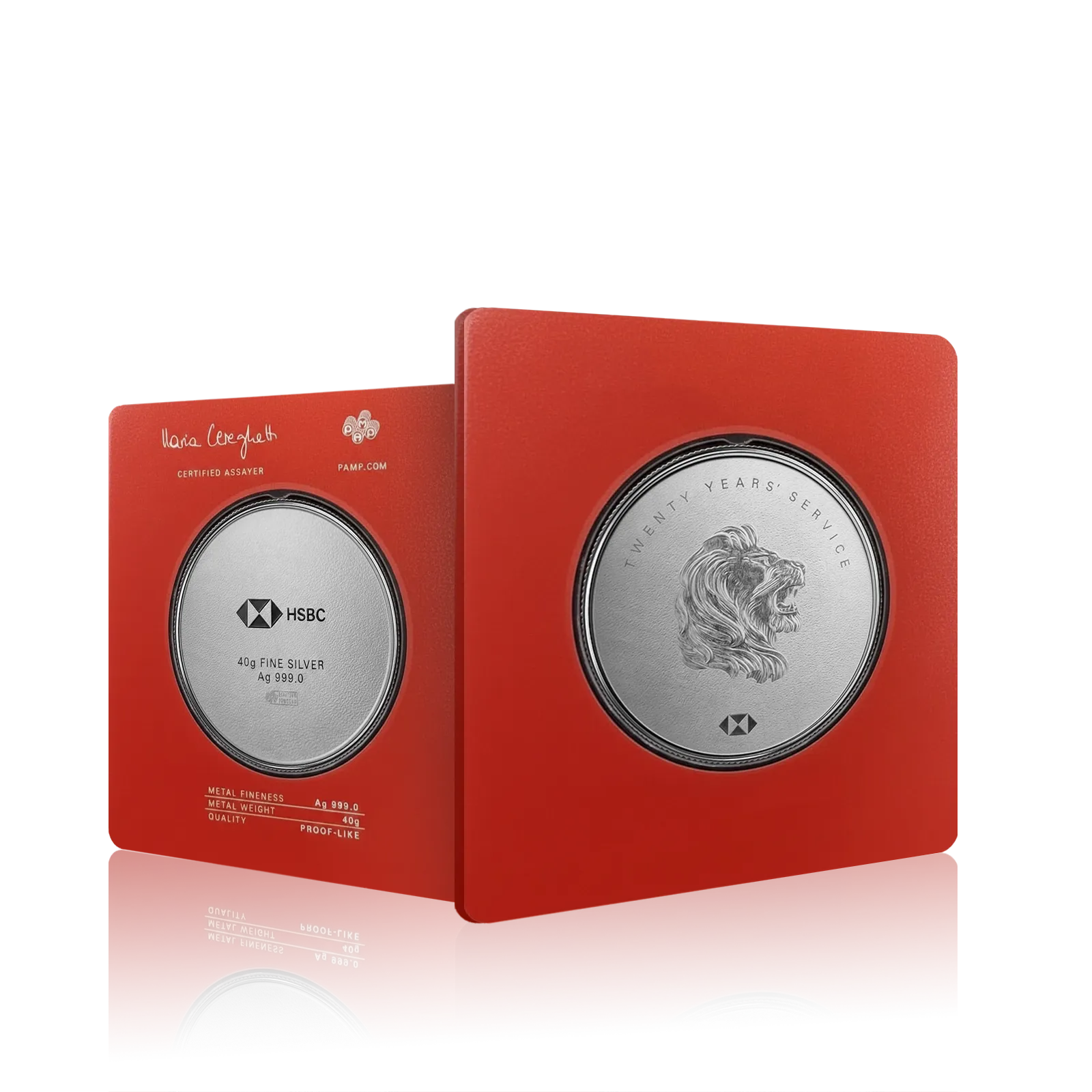 40g Silver PAMP HSBC 20 Years of Service Coin in Card