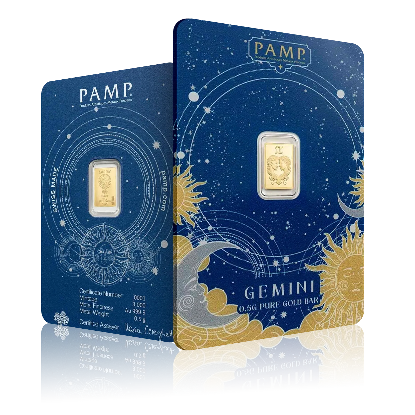 1/2g Gold PAMP Zodiacs Gemini Bar (999.9)