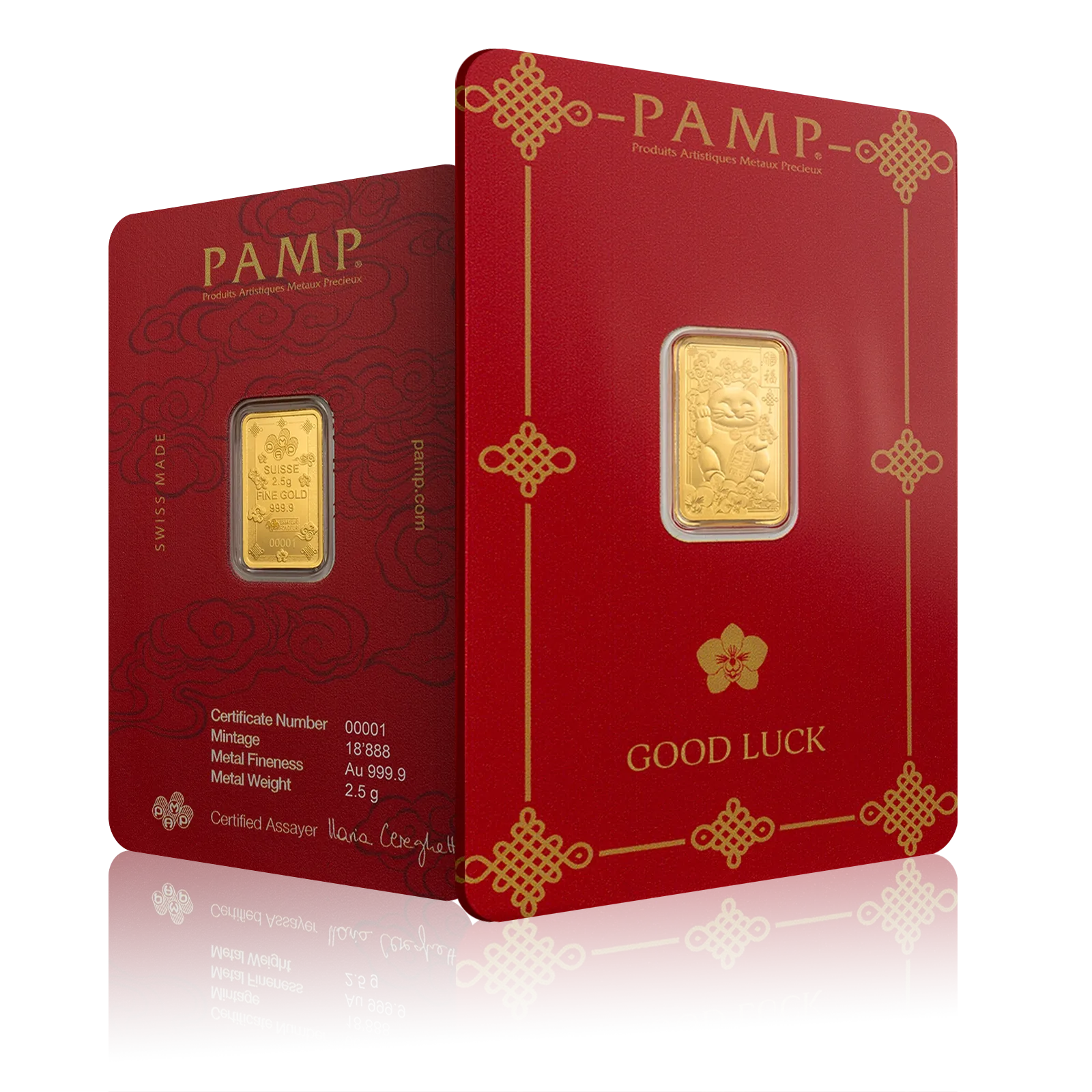 2.5g Gold PAMP Lucky Cat Bar (999.9)