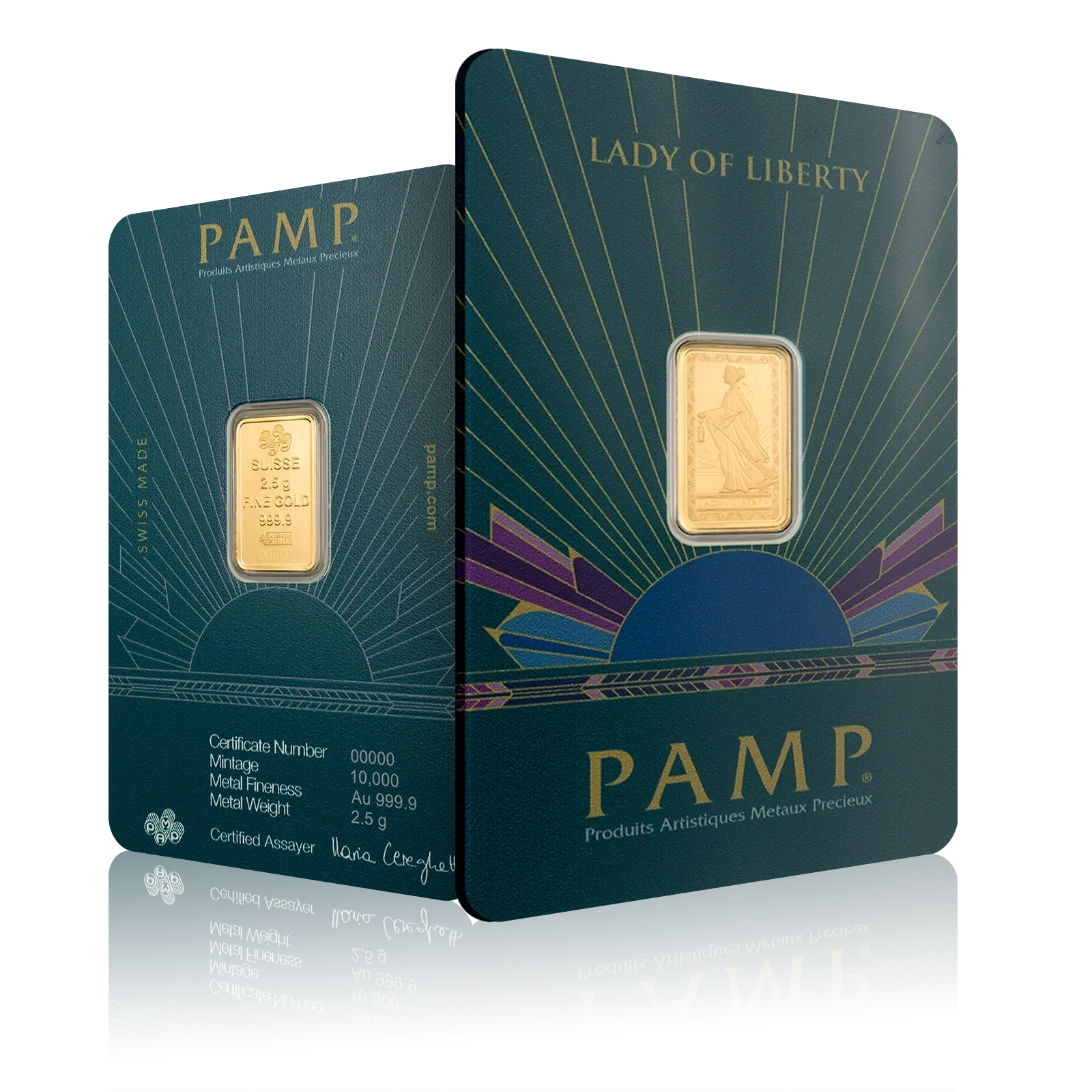 2.5g Gold PAMP Lady of Liberty Bar  (999.9)