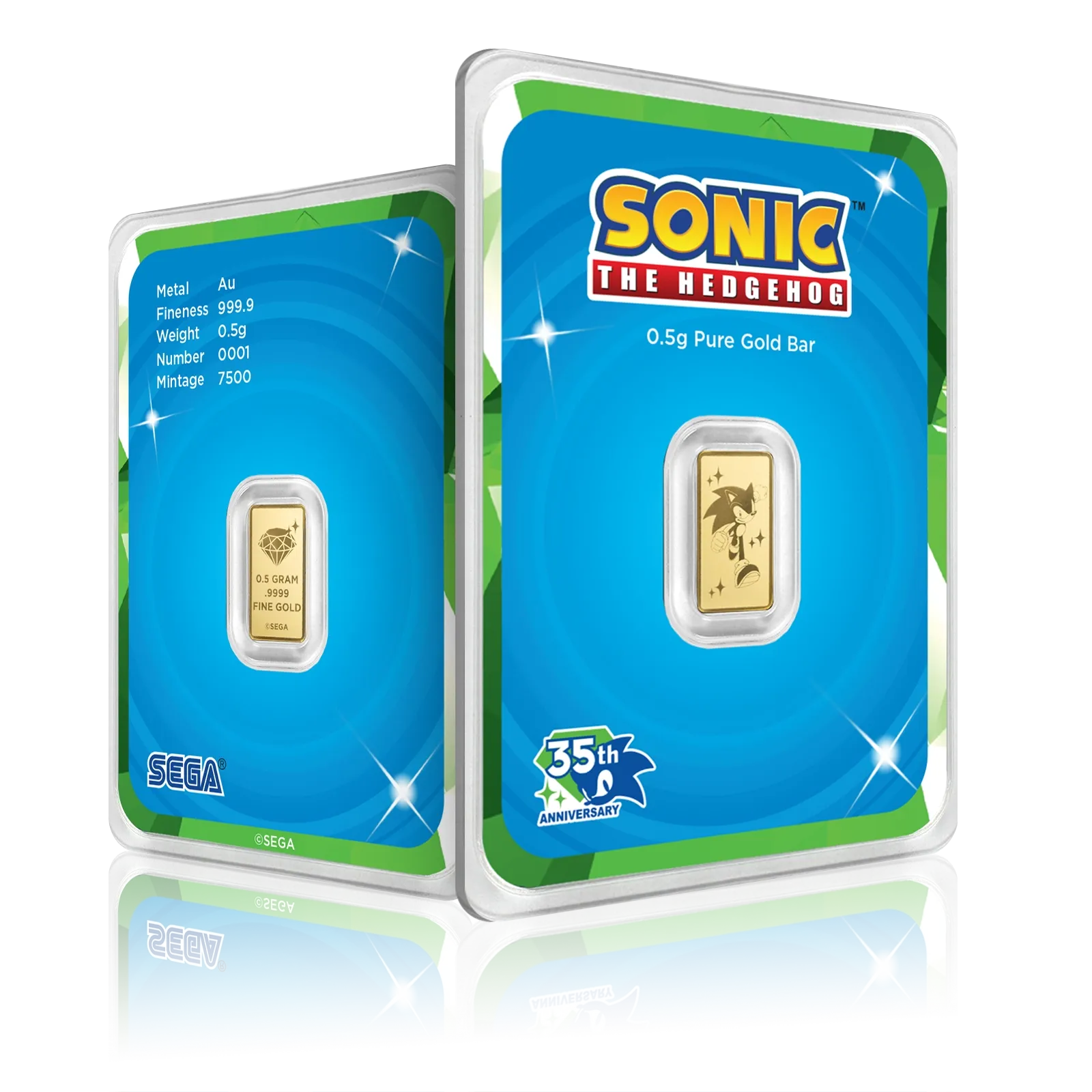 1/2 Gram  Gold PAMP Sonic the Hedgehog 35th Anniversary