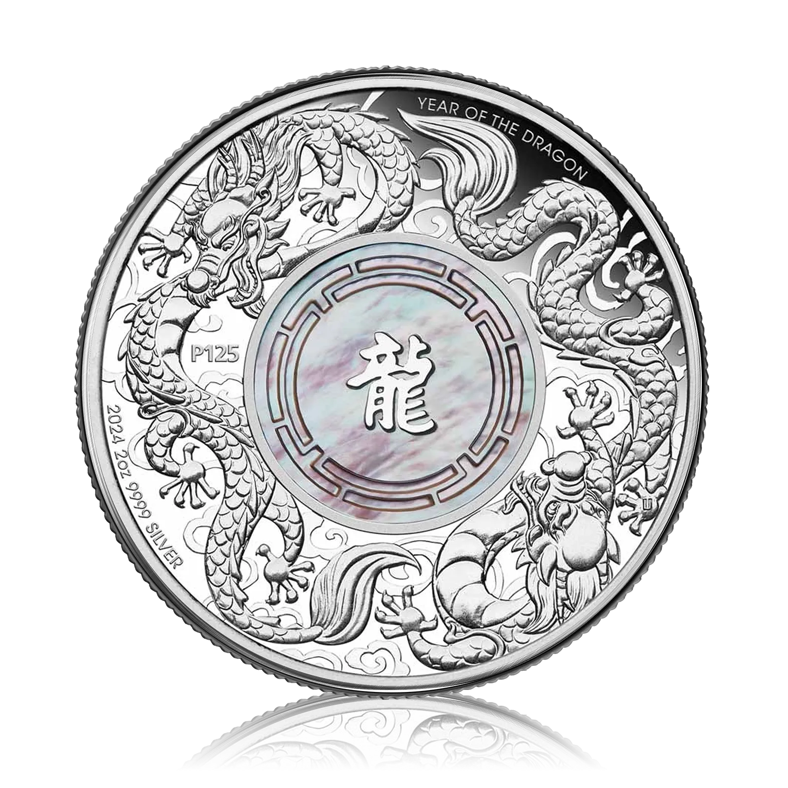 2oz Silver Double Dragon & Pearl Coin (2024)