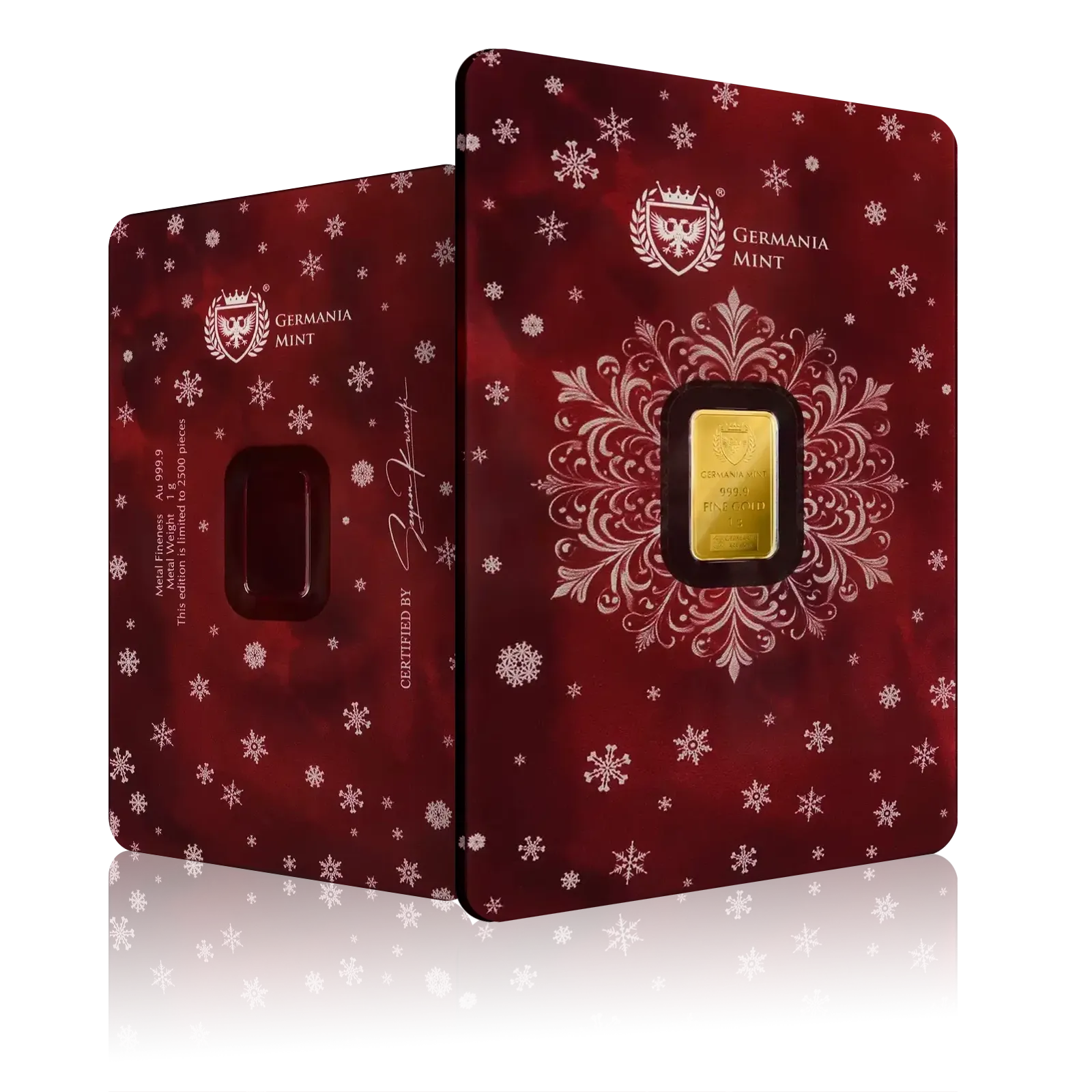 1g Gold Germania Mint Christmas Snowflake Bar