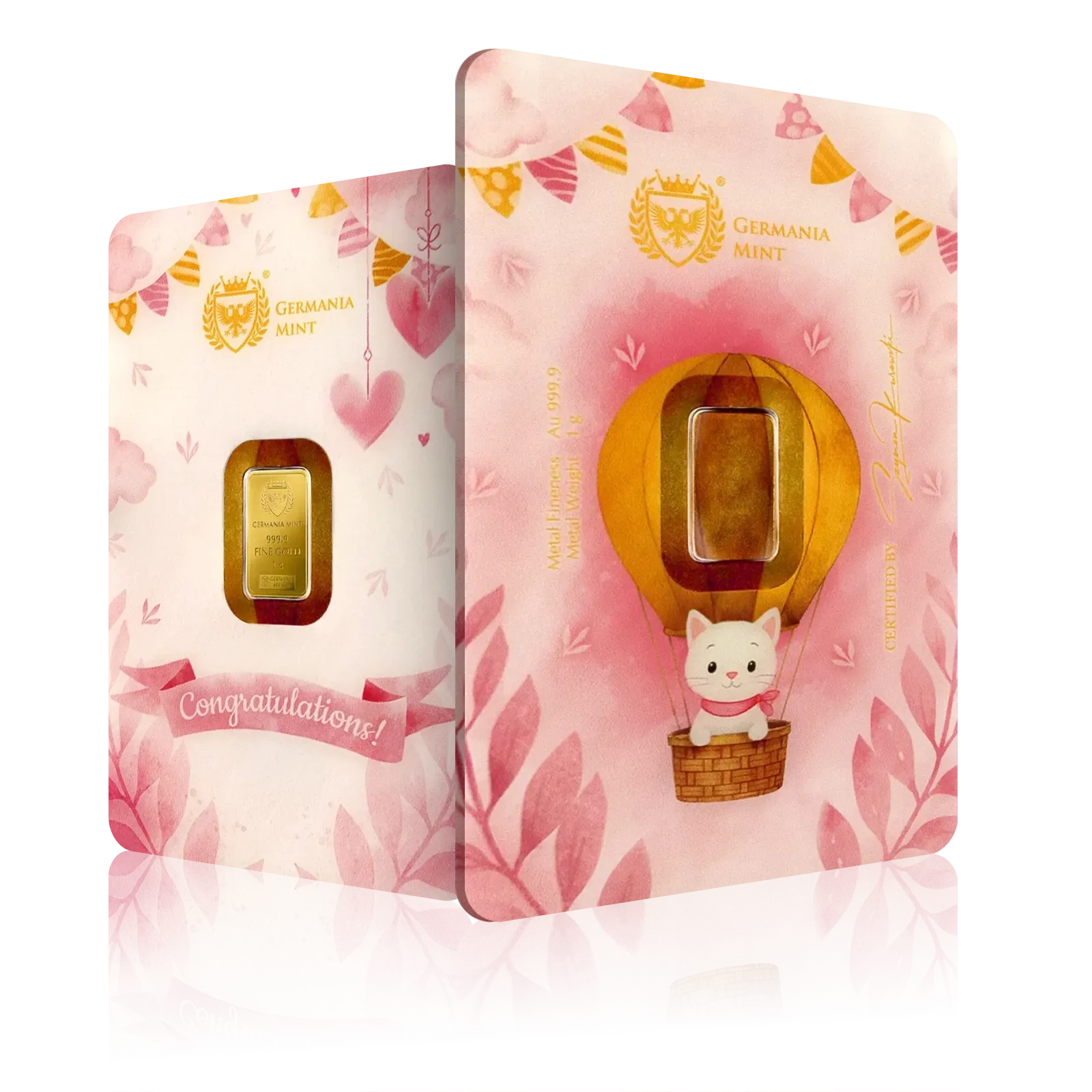 1g Gold Germania Mint New Born Baby Girl Bar