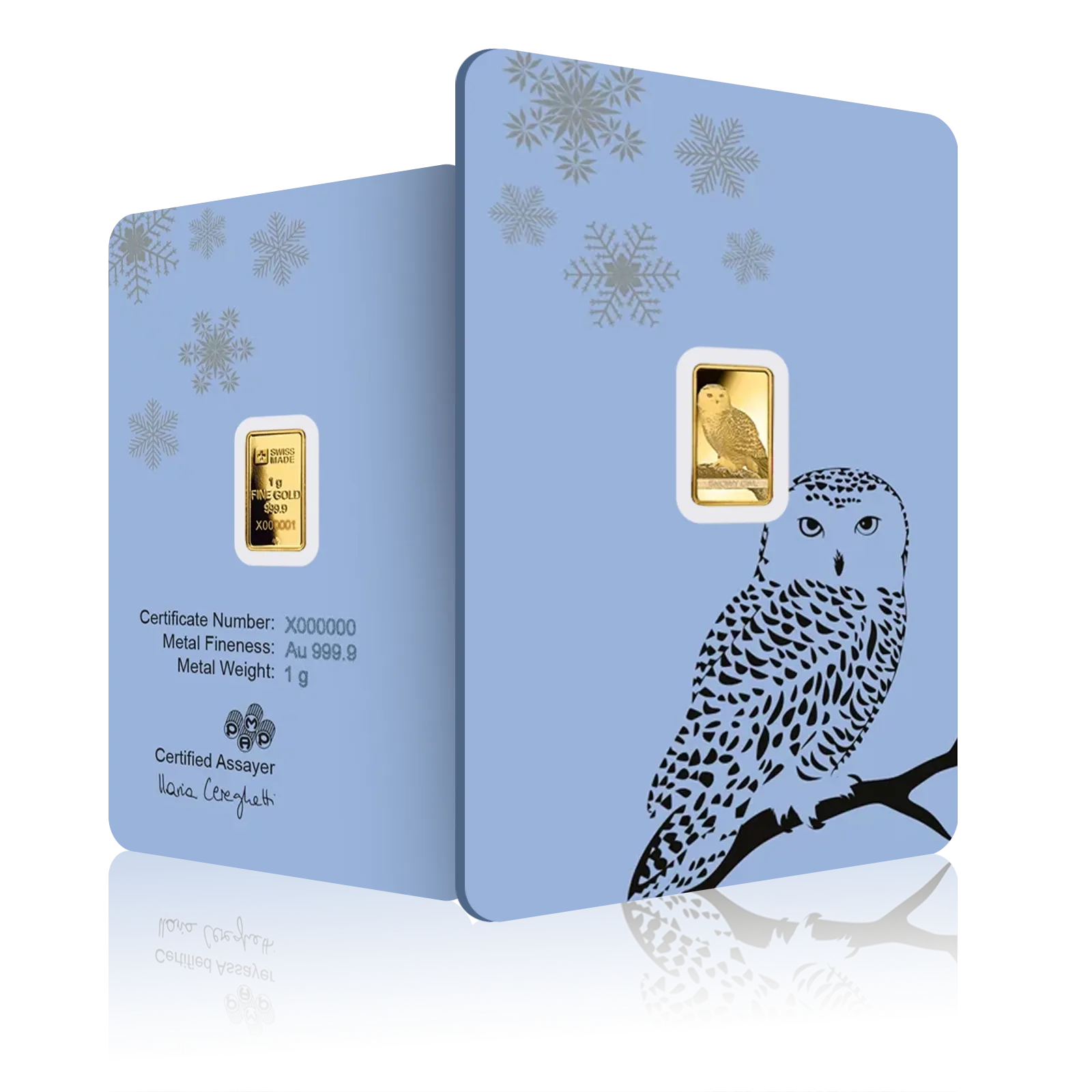 1g Gold PAMP Snowy Owl Bar  (999.9)