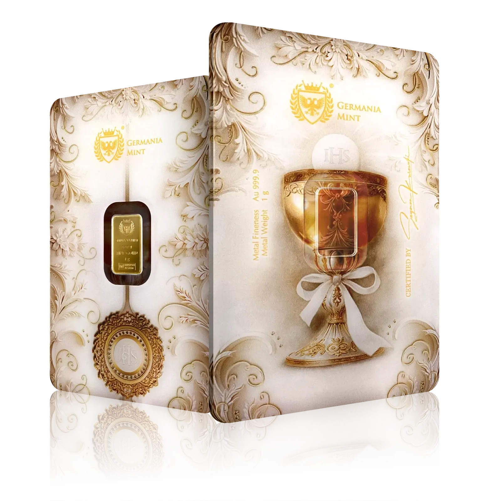 1g Gold Germania Mint First Holy Communion Bar (999.9)