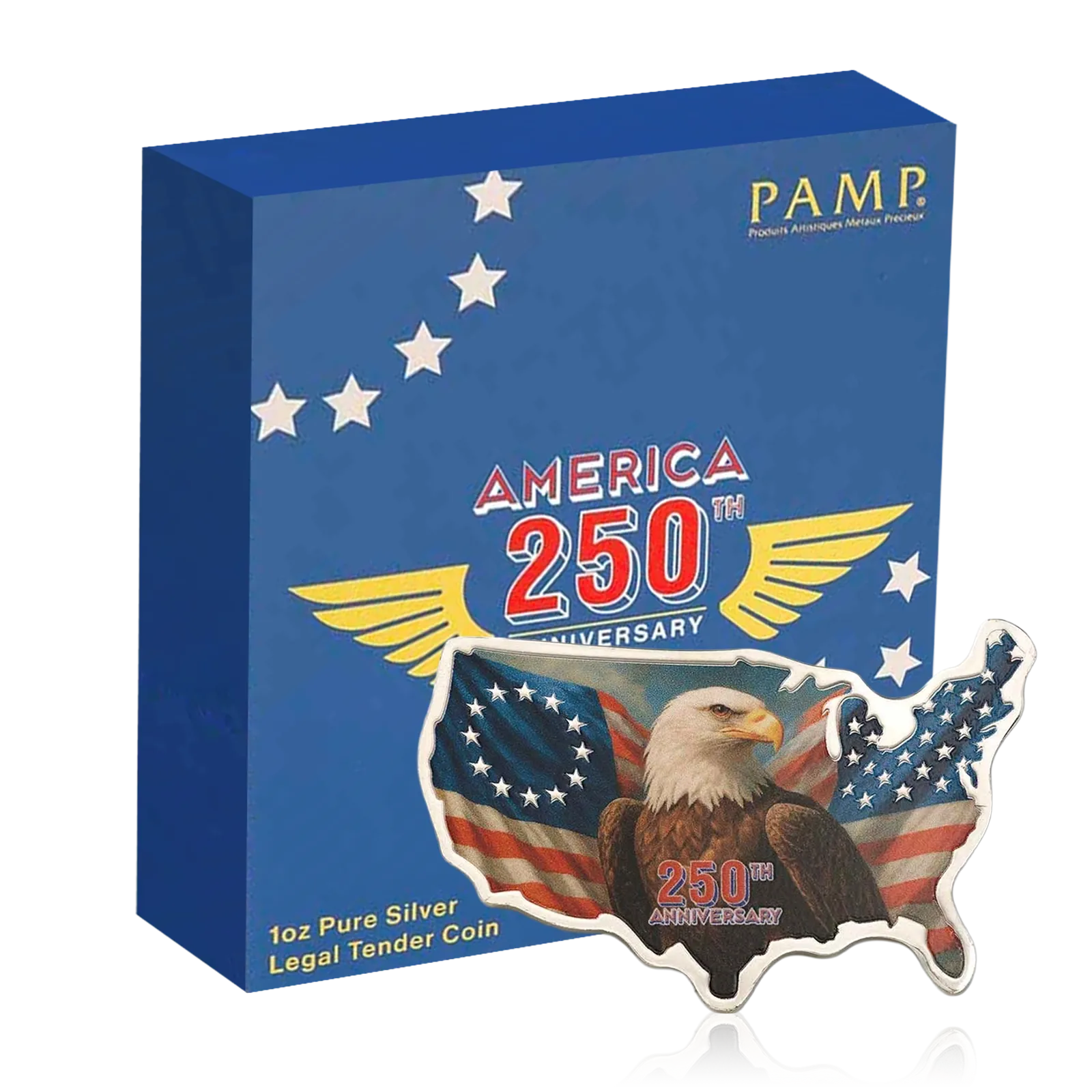 1oz Silver PAMP USA 250th Anniversary Stars & Stripes (Box Set )