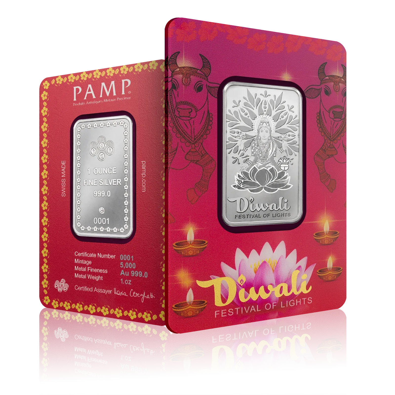 1oz Silver PAMP Diwali Lakshmi and Sacred Cow